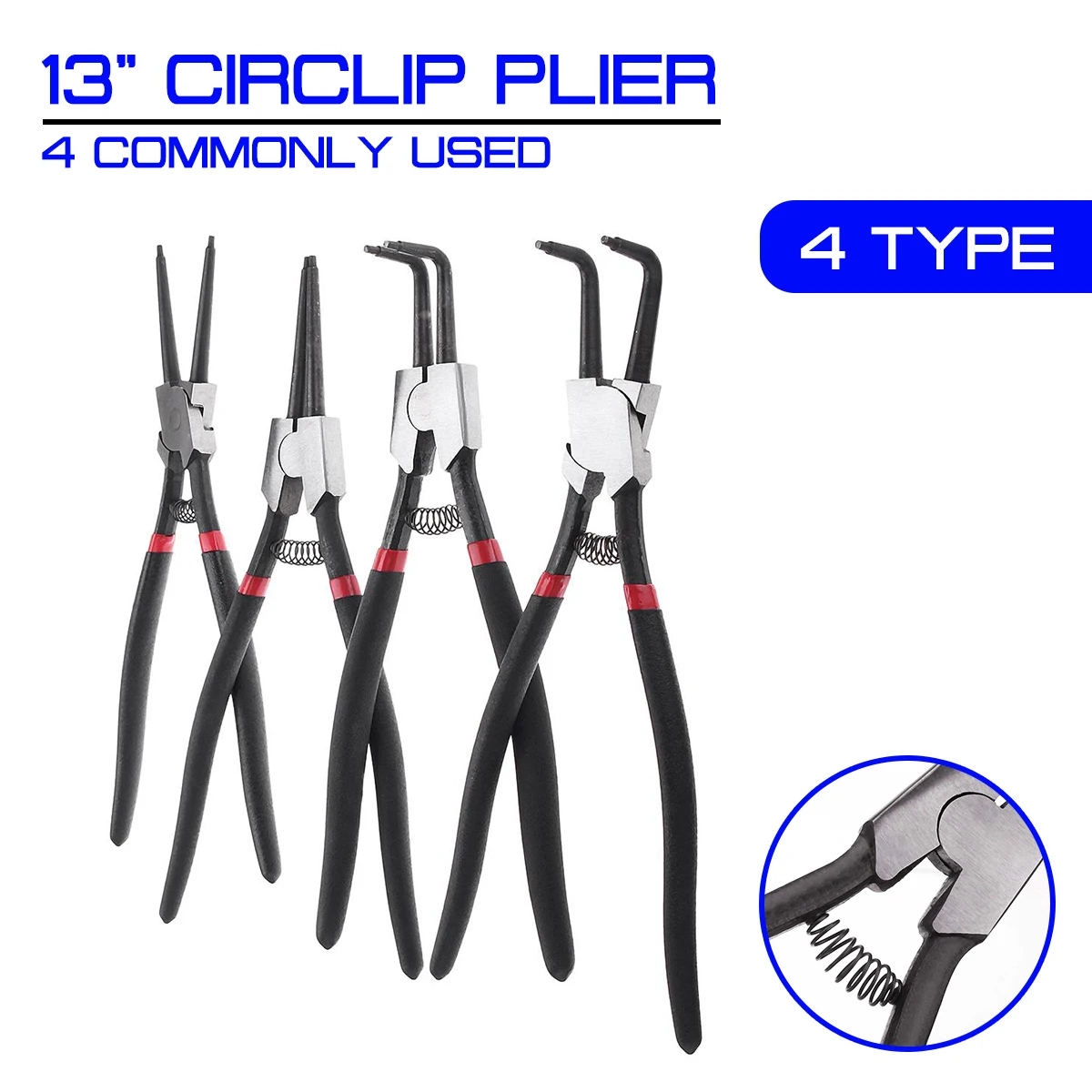 13 inch Curved Tip Plier Electrician Crimping Tool Circliper Snap Ring Plier Internal/External/Straight/Bent Optional Hand Tool
