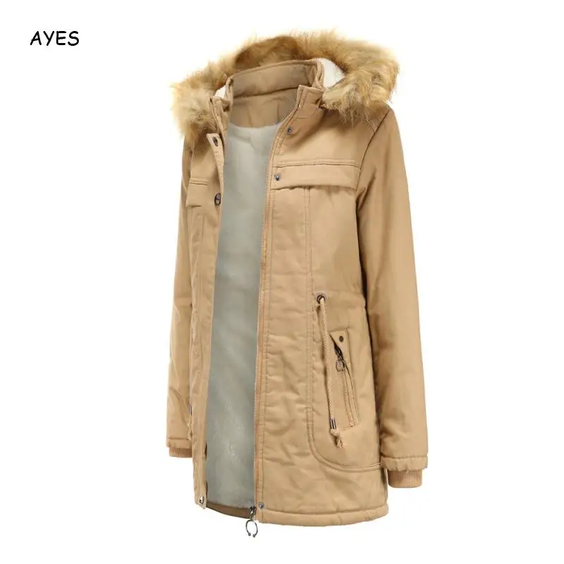 Women High Quality Keep Warm Overcoat Fur Hap Zipper Pockets Outers Autumn Winter Cotton Women Parkas Red Female Plus Size 3xl