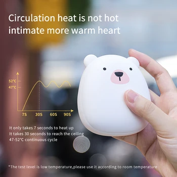 

Winter Portable USB Hand Warmer Cute Cartoon Bear Mini Rechargeable Mobile Power Hands Warmer Double-sided Quick Heating 4000mAh