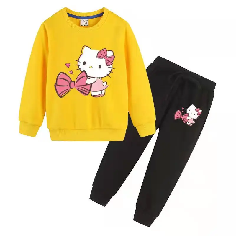 thumbnail image 1 of Hello Kitty primavera y otoño suéter lindo de algodón para niños pantalones deportivos casuales de dos piezas de manga larga para niña para chico, 1 of 5