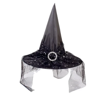 

12Pcs Halloween Decoration Props Witch Hat Adult Children Cosplay Witch Headdress (Black)