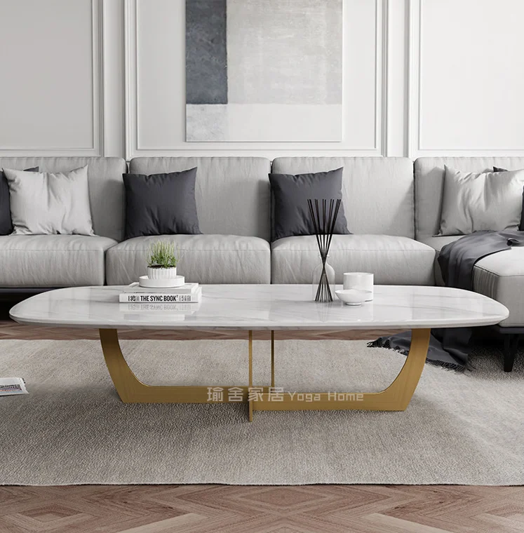 

Nordic light luxury post modern marble countertop rectangular tea table custom simple small family living room tea table