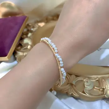 

Handmade Natural Fresh Water Pearl Bangle Bracelet For Women Wedding Luxury Fine Jewellery