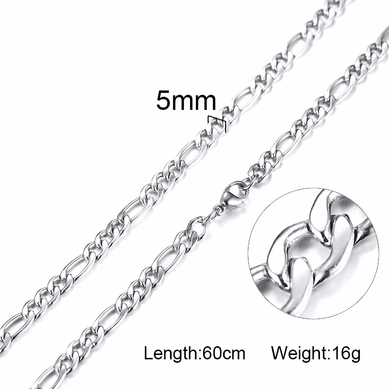 Заполненный твердый BOXCHAIN массивный CUBA LINK чокер Тяжелая Фигаро Цепь ожерелье из нержавеющей стали мужские женские ювелирные изделия - Окраска металла: NC-158