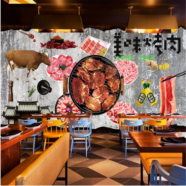 Custom Theme Restaurant Landscape wall paper Korean style bbq Background  Industrial Decor Home Decor Mural Wallpaper 3D - AliExpress