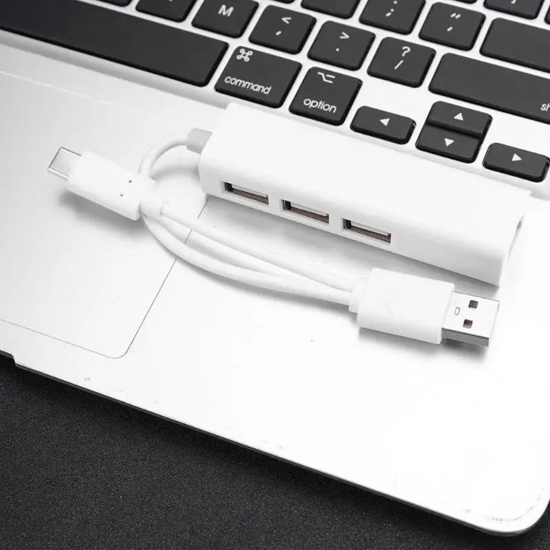 VODOOL Multifunction USB Hub USB 3.1 Type C to Gigabit Ethernet Network with USB 2.0 Hub Adapter Cable Computer Peripherals
