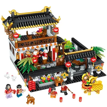 

46002 Chinese Toys Compatible Legoinglys 80102 Chinese Dragon Dance Set Building Blocks Bricks Assembly Kids Toys New Year Gift