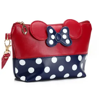 

Dropshipping Cosmetic bag Cheap Portable Bow Fashion Dots Cartoon Handbag Makeup Bag Clutch Pouch for Women Wholesale