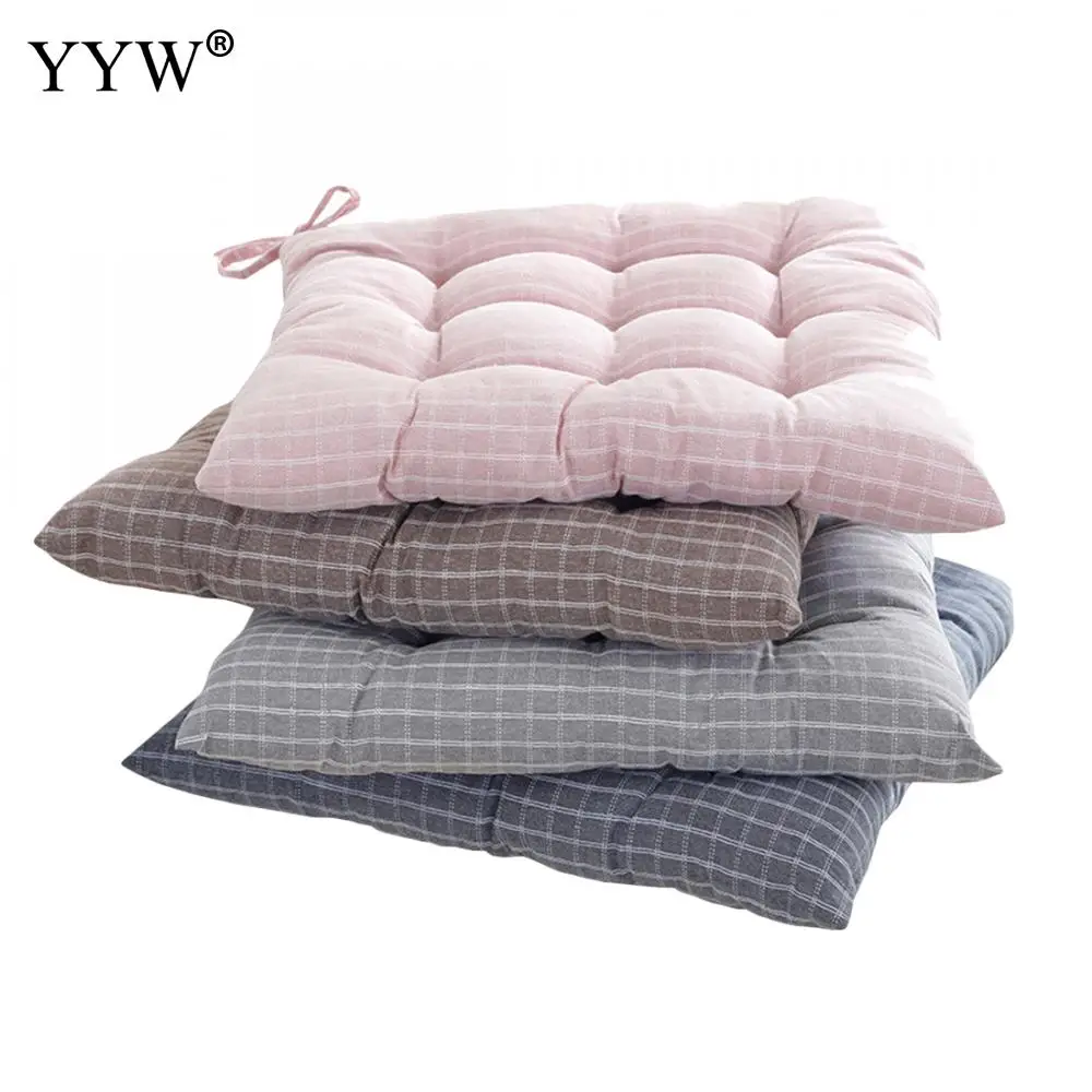 Домашний декор подушка пол Coussin Япония стиль серый стул подушки решетки коврик удобный хлопок Мягкая Подушка седла коврик