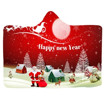 

Double Sided Soft Hooded Nap Blanket Throw Wrap Cloak Cape Christmas Gift Blanket Christmas Theme Printed Wearable Blanket00%