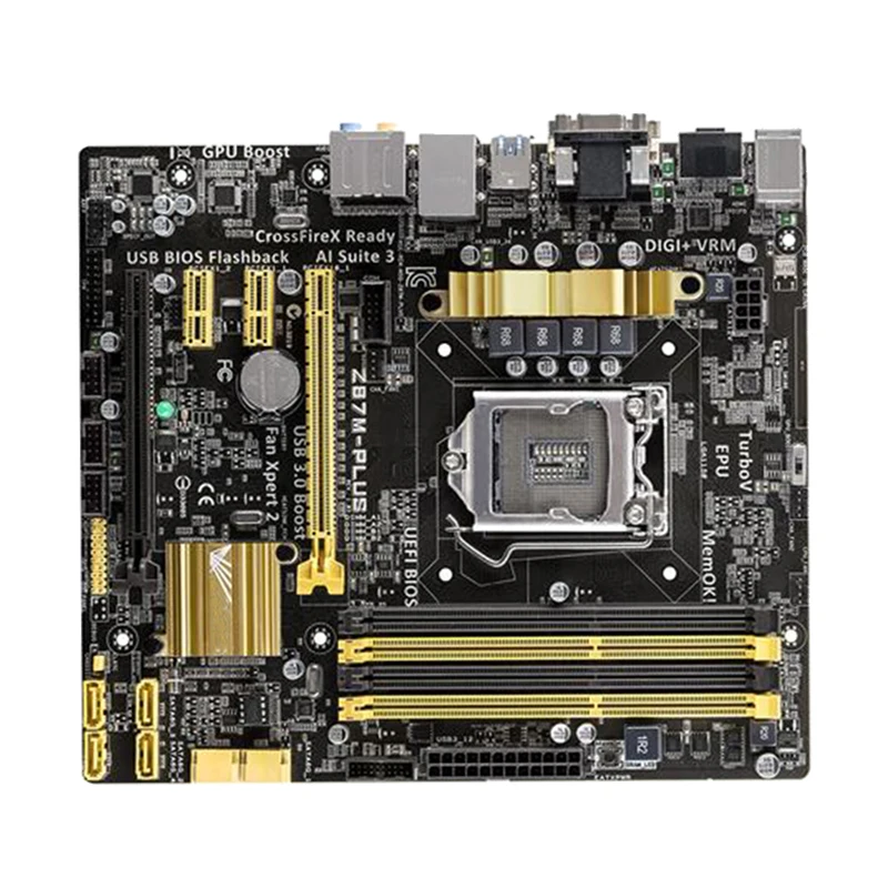 

For ASUS Z87M-PLUS Desktop motherboard Z87 chipset LGA 1150 micro ATX DDR3 32GB SATA3.0 USB3.0 100% fully Tested