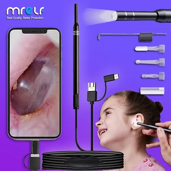 Minicámara endoscópica de oído limpia para Smartphone, boroscopio Android, SONDA DE otoscopio móvil, microcámara endoscópica, Usb C