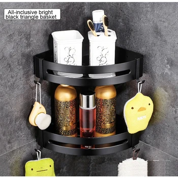 

Bathroom Shelf Toilet Triangle Basket Aluminum Waterproof Toilet Corner Fram Strong Capacity Punch Shower Storage Wall Holder