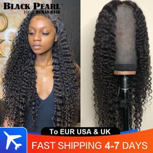 Perruque Lace Front Wig Deep Wave brésilienne naturelle, cheveux de bébé, humide et ondulé, 360, 13x4, pour femmes noires