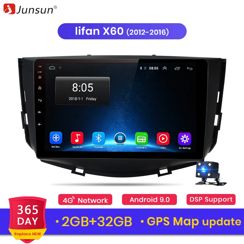 

Junsun 2G+32G Android 8.1 For lifan x60 2012 2013-2016 Auto 2 din Car Radio Stereo Player Bluetooth GPS Navigation No 2din dvd