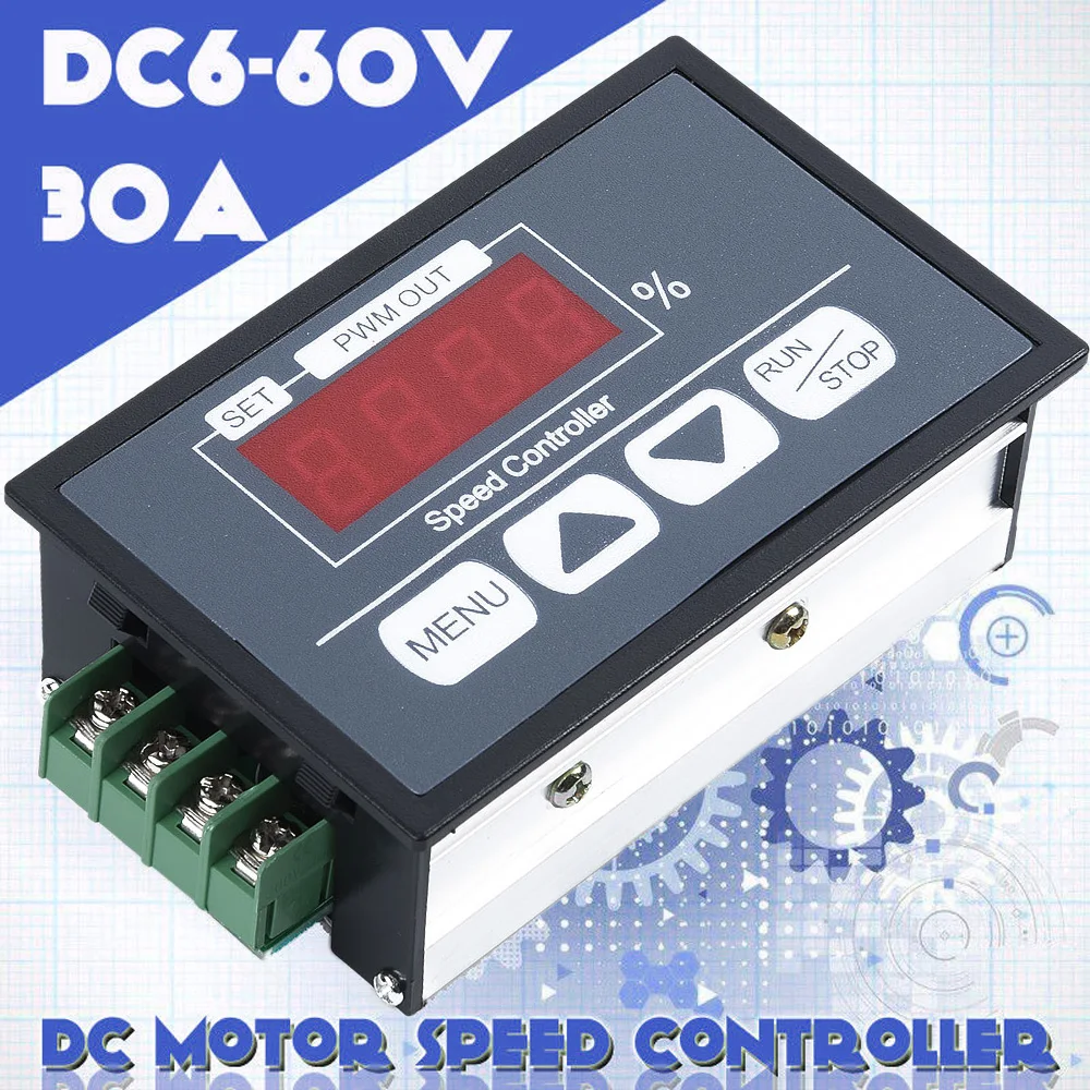 DC 6-60 в ШИМ модуль регулятор скорости двигателя с цифровым дисплеем и переключателем