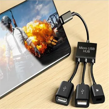 

OTG USB 2.0 Pubg Controller 3 Port Type-C Connector OTG Hub Cable Eat chicken game for Computer Tablet PC Data USB Cable