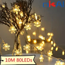 10M luces de hadas de Año Nuevo de 2022, Garland Luz Decoración adorno Navidad LED copos de nieve cadena luces decoración de Navidad