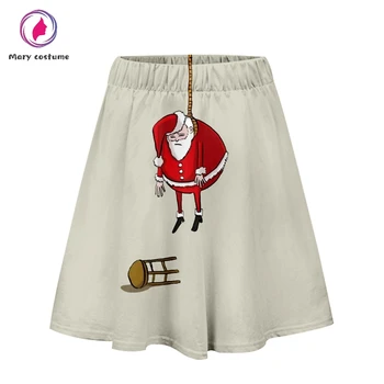 

Christmas Women Polyester Beach style Fashion Summer pleated skirt Wind Female Skirts Short Under Bottoms