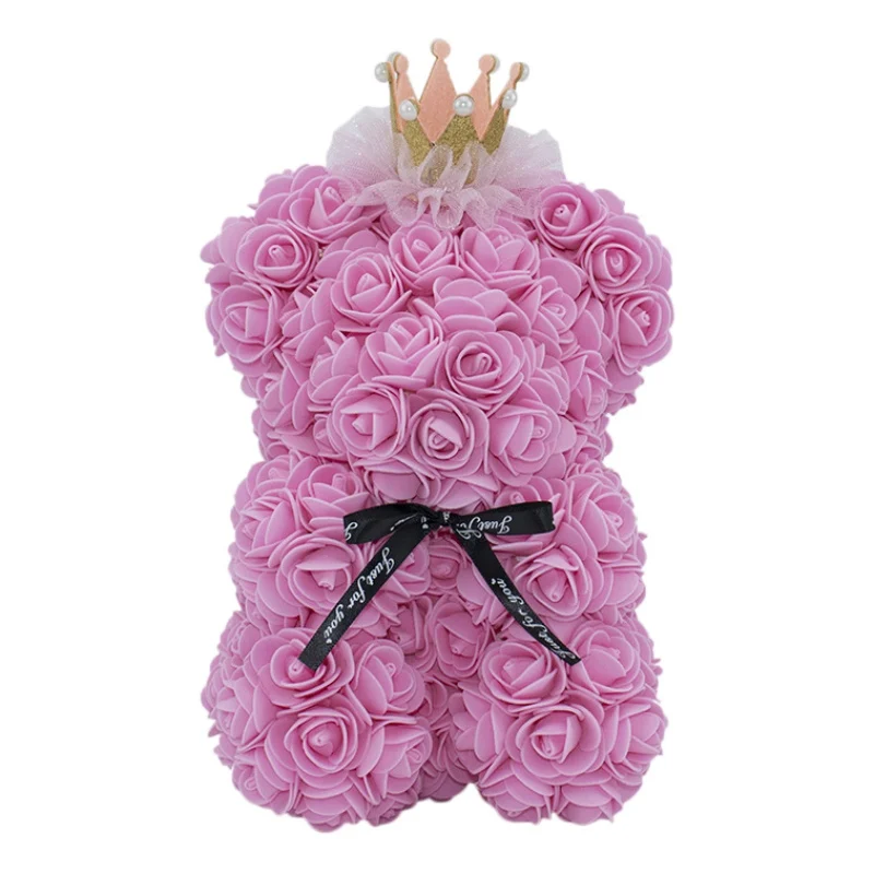 Розовый медведь романтическая искусственная Роза плюшевый медведь с короной Сладкая лента вечный цветок юбилей день рождения День Святого Валентина подарок