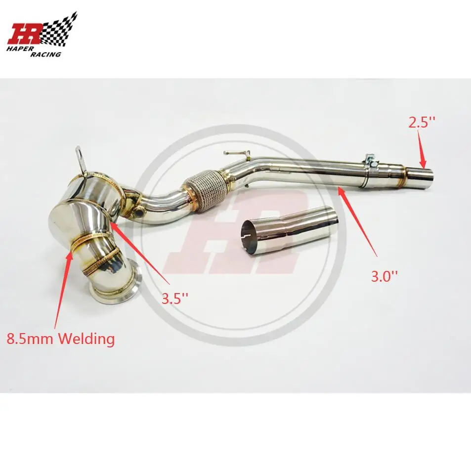 Выпускная труба из нержавеющей стали для HP RACING 3 5 '' 0'' 304 MK7 MK7.5 G TI Seat Leon Cupra 5F