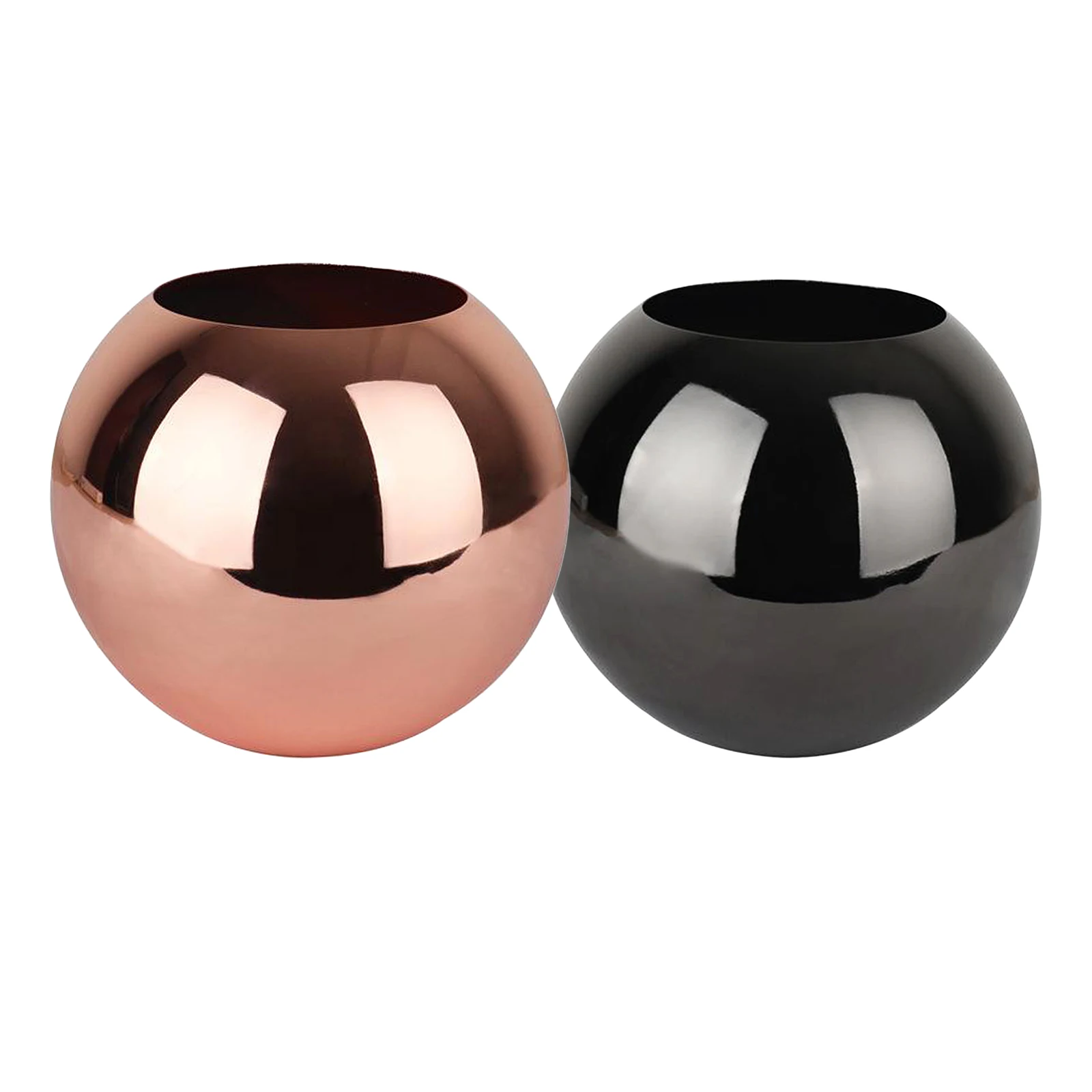 Round Flower Vase Stainless Steel Bowl Vase for Home Decor Living Room Centerpieces and Events