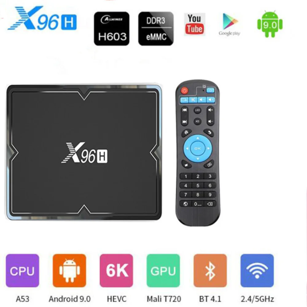 ТВ-приставка X96H на Android 9 0 4 + 32 ГБ Bluetooth 1 2 ГГц Wi-Fi | Электроника
