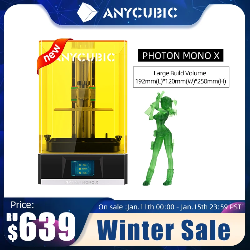 ANYCUBIC Photon моно X 3D принтер 4K 8 9 дюймов ЖК УФ Смола принтеры 192*120*250 мм