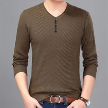 Модный мужской свитер, повседневный пуловер с v-образным вырезом, Мужская Осенняя тонкая рубашка с длинным рукавом, мужской свитер, вязаный кашемировый свитер