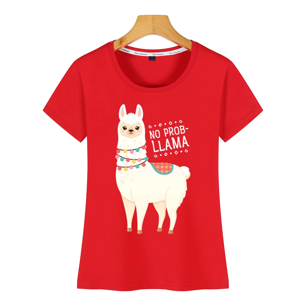 Топы Футболка женская без prob llama хип хоп винтажная Женская футболка на