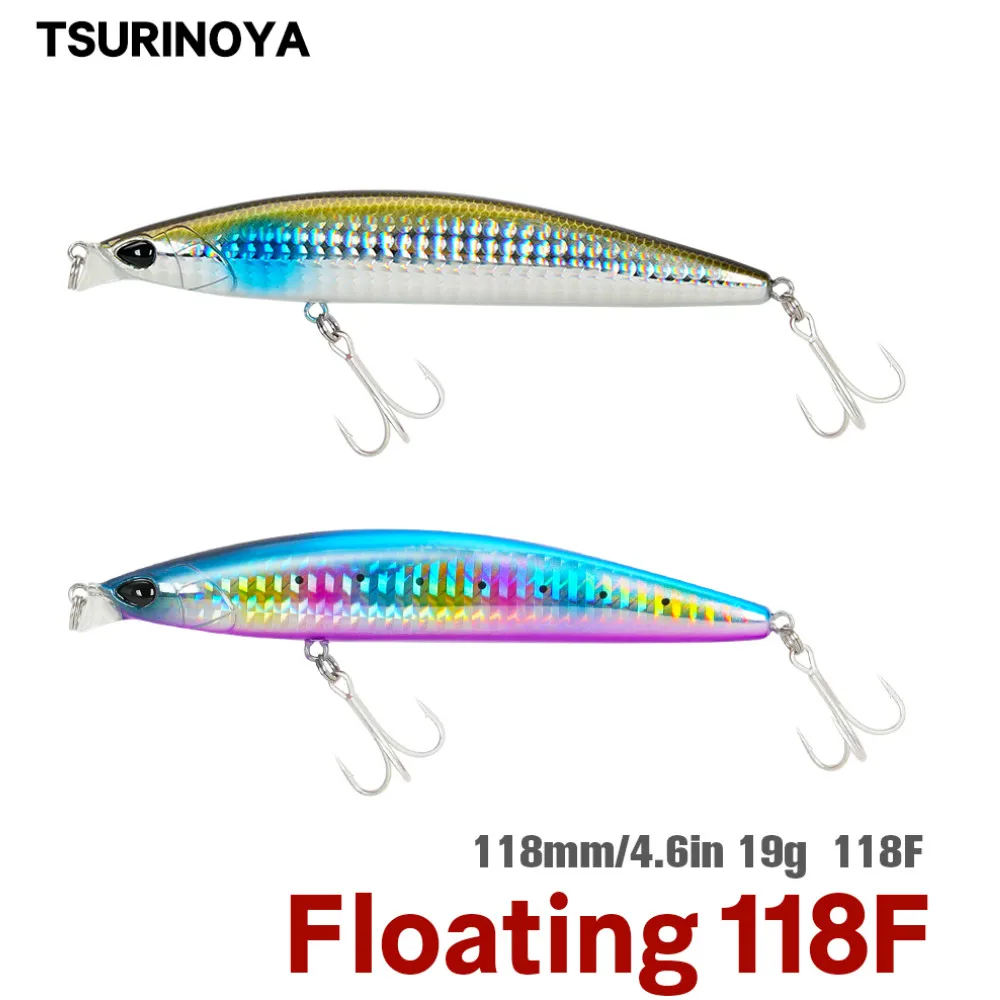 

TSURINOYA DW95 Floating Minnow 118mm 19g Range 0-0.3m Fishing Lure Artificial Hard Bait for Seabass Saltwater Freshwater Wobbler
