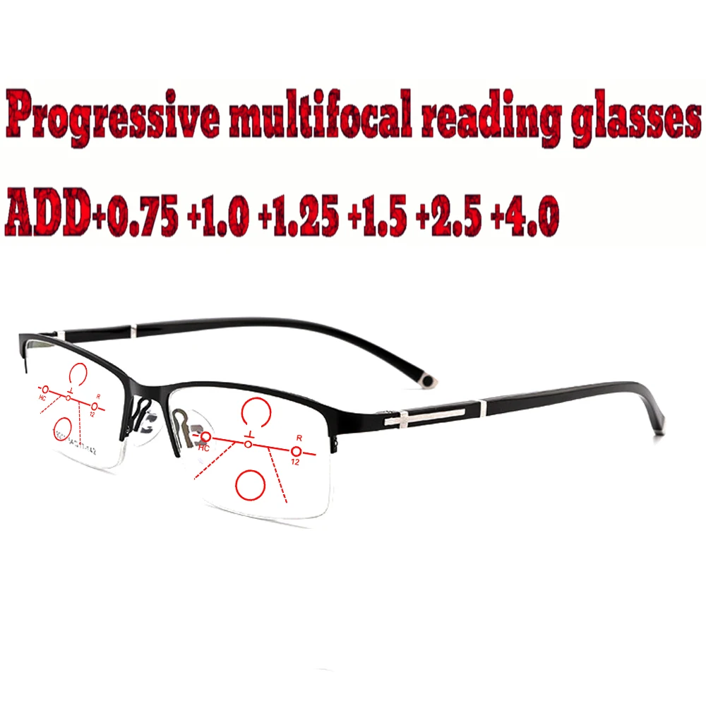 

Прогрессивные многофокальные очки для чтения, деловые мужские очки с полной оправой, удобные TR90 + 1,0 + 1,5 + 1,75 + 2,0 + 2,5 + 3 + 3,5 + 4
