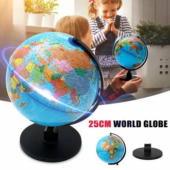 

25cm World Globe with Swivel Stand Blue Ocean Geography Education Toy Map School Supplies Home Decoration Office Ornament