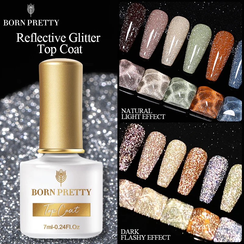 BORN PRETTY 1 флакон 7 мл светоотражающий верхний слой функциональный гель Блестящий
