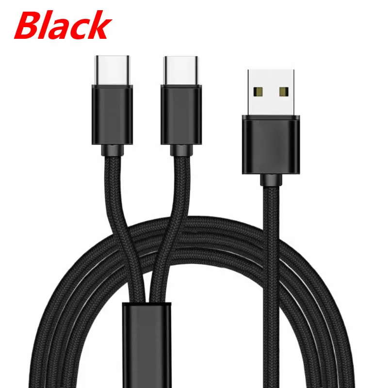 USB 2,0 type A Мужской Двойной Тип C USB C сплиттер папа-папа Y зарядный кабель провод для Samsung huawei Oneplus мобильный телефон HTC планшет - Цвет: Black