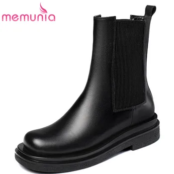 

MEMUNIA 2020 hot sale genuine leather shoes woman Chelsea boots low heel autumn winter fashion casual shoes woman ankle boots