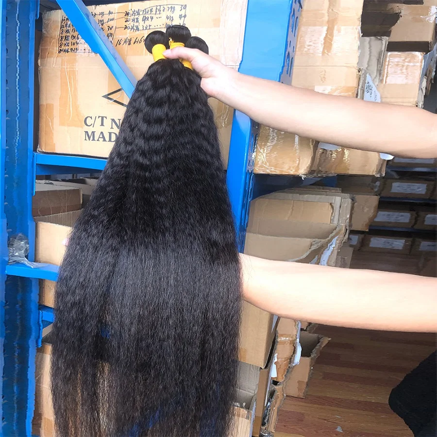 24 26 28 30 Inch Kinky Straight Hair Bundles 100% Human Hair Weave Extensions Brazilian Remy Yaki Straight Bundles 1/3/4pcs