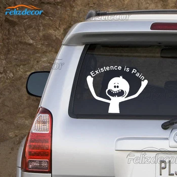 Black/Silver Funny Cartoon Existence Is Pain Car Stickers Vinyl Auto Laptop Car Door Window Decal Decoration   C751