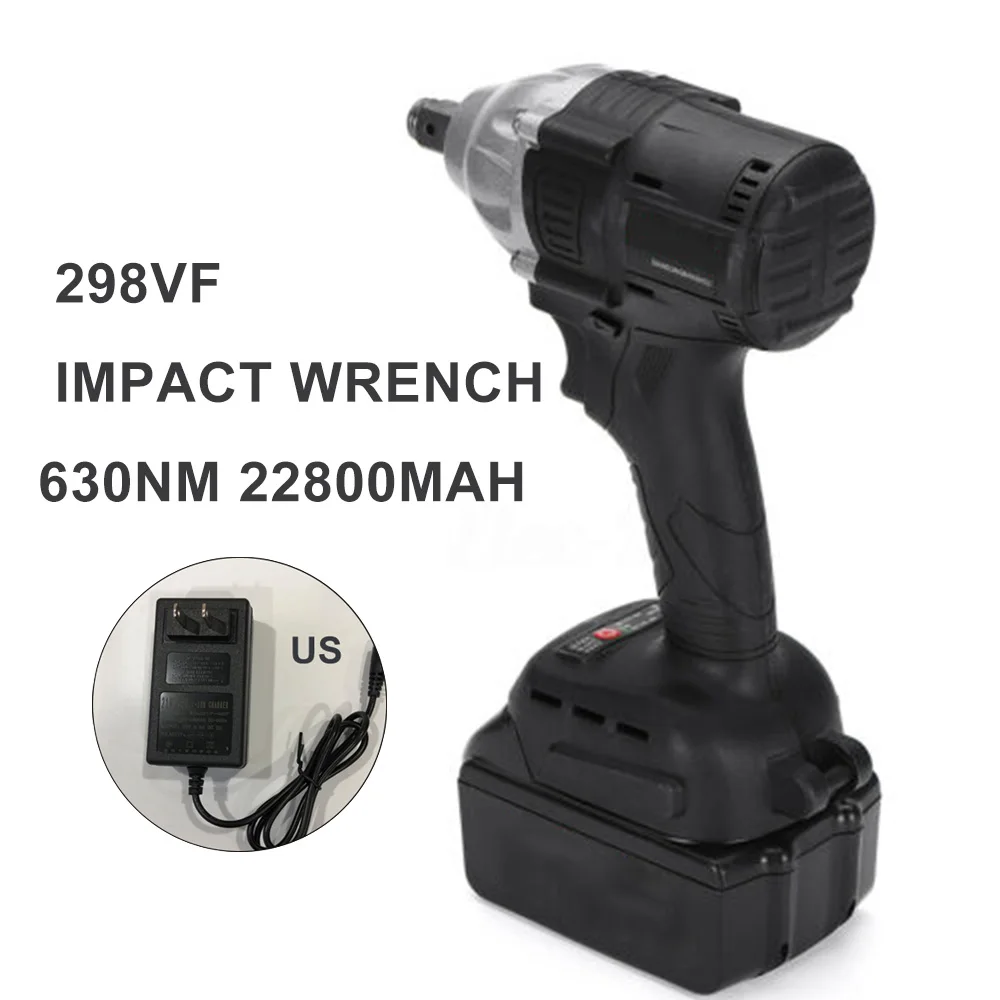 

168VF 630NM 110-240V Electric Cordless Impact Wrench Drill Socket W/ LED Light & Battery US/UK/AU/EU 5.9x2.95x9.84