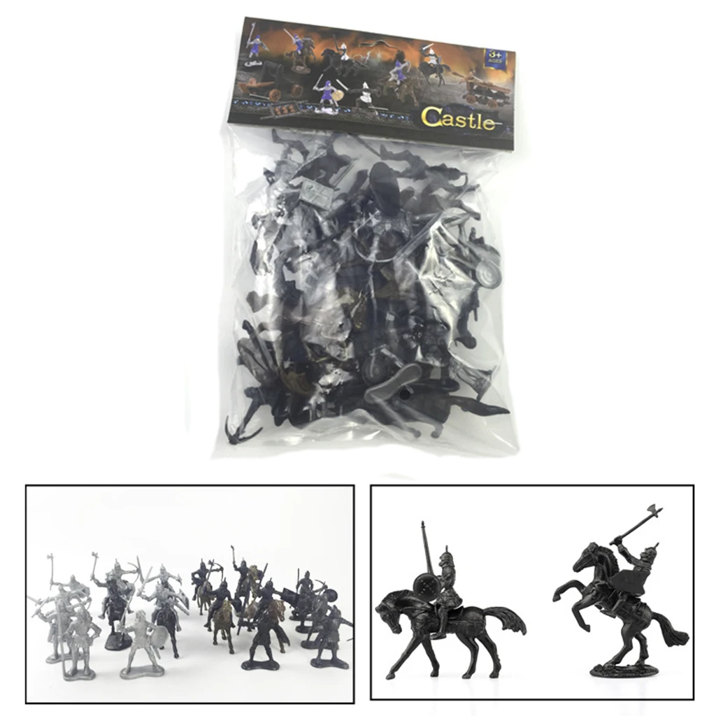 28 Piece Medieval Knights Horses Model Ancient Soldier Military Kids Toy Office Decor