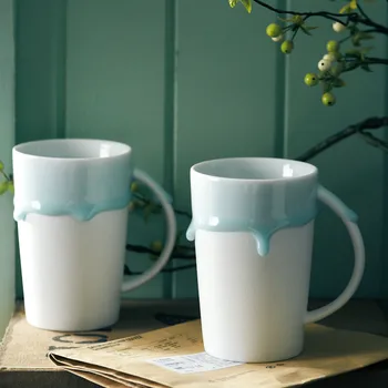 

420ml Nordic Art Ceramic Milk Mug Single Simple Home Small Fresh Couple Cup Home Office Breakfast Instant Drink Cup Friend Gift