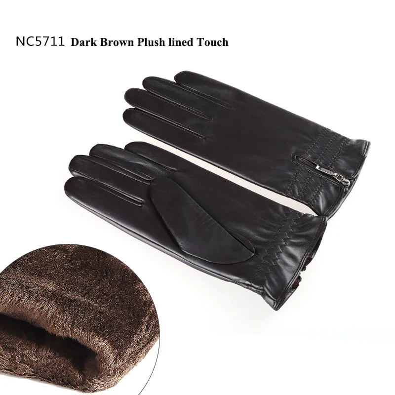 dark brown touch Кожаные женские зимние короткие перчатки из овчины, перчатки с сенсорным экраном, теплые перчатки для вождения из натуральной кожи, женские перчатки TU5711 - Цвет: dark brown touch