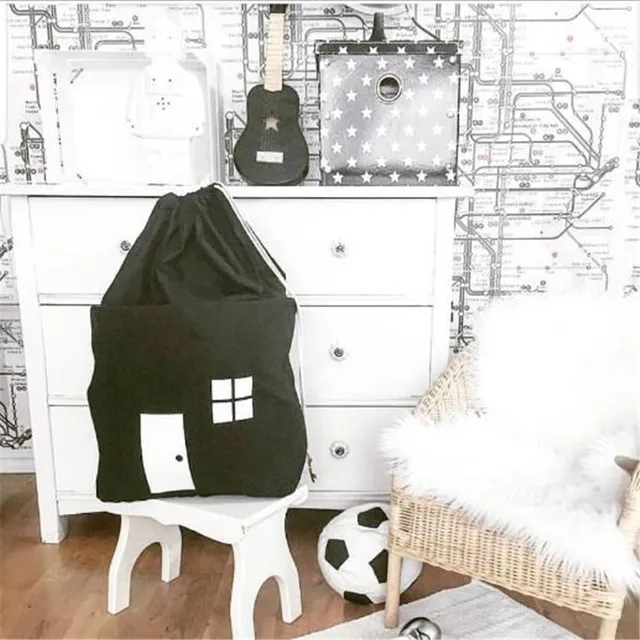 Home Large High Quality Canvas Organizer Storage Bag Clothes Packaging Toy Packing Bag Clothing Luggage Bag For Blanket Bedding black