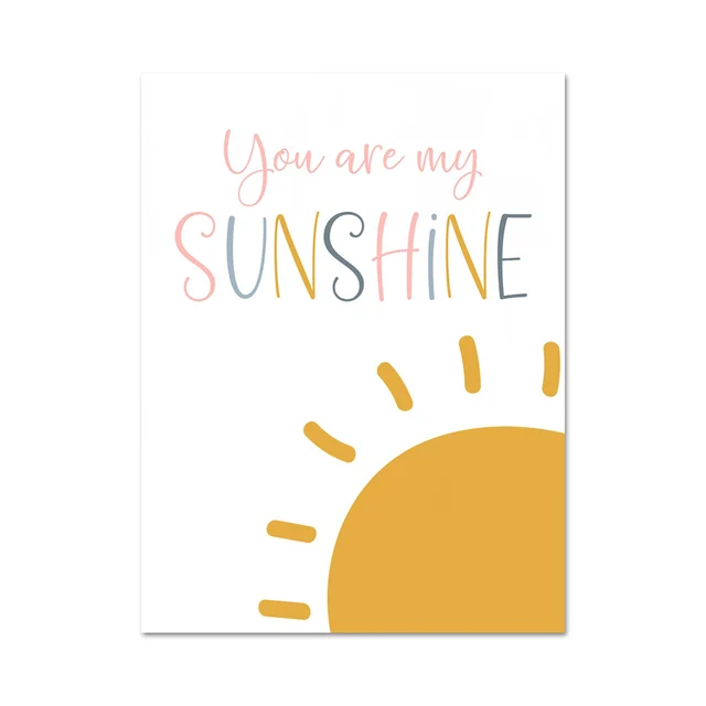 Create Dream Inspire Canvas Poster Nursery Quote Wall Art Print Painting Nordic Picture Kids Bedroom Decor You Art My Sunshine L1213-1