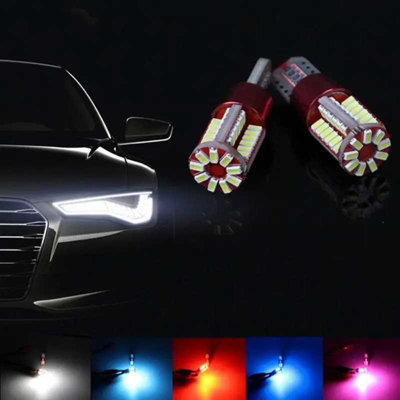

2pcs T10 168 192 W5W 57 SMD 3014 LED Canbus No Error Car Marker Light Parking Lamp 57smd Engine Wedge Bulb White/red/ pi