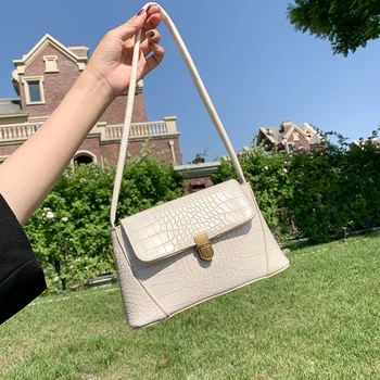 

Fashion Alligator Pattern PU Leather Women Handbag Retro Elegant Small Totes Shoulder Bags Female Travel Underarm Purse