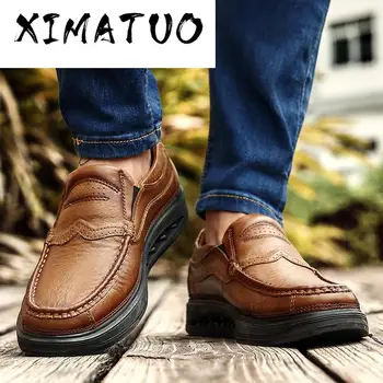 

Comfortable Thick bottom Genuine Leather Loafers Shoes Mens Moccasin Fashion Casual Falts Men Autumn Shoe big size 46