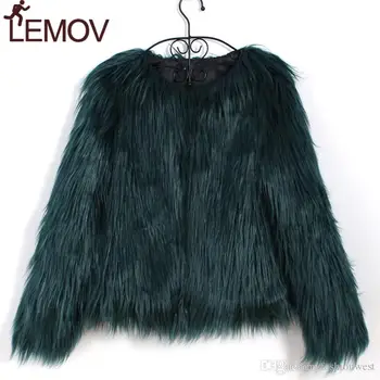 

Furry Fur Coat Women Fluffy Warm Long Sleeve Female Outerwear Autumn Winter Coat Jacket Hairy Collarless Overcoat ZOGAA