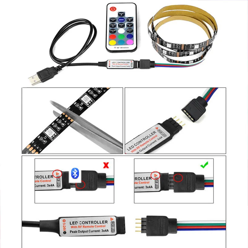 5 В USB Светодиодная лента 5050 RGB сменный светодиодный ТВ фоновый светильник ing 50 см 1 м 2 м 3M 4M 5 м DIY гибкий светодиодный светильник с Bluetooth пультом дистанционного управления