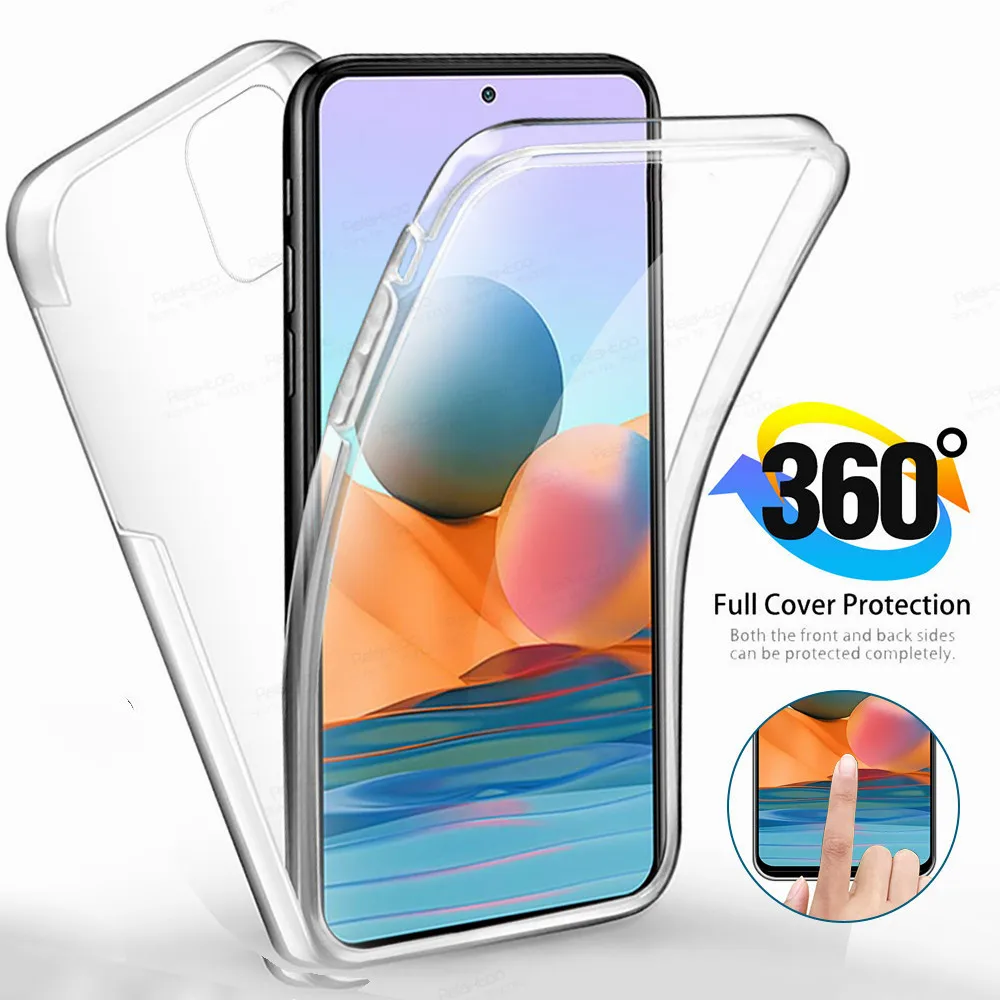 360° Front Back Transparent Case For Xiaomi Redmi Note 10 Pro 10s Xiomi Redme Nota 9 8 T 8T 9T 7A 7 9A Phone Cover Protect Coque |